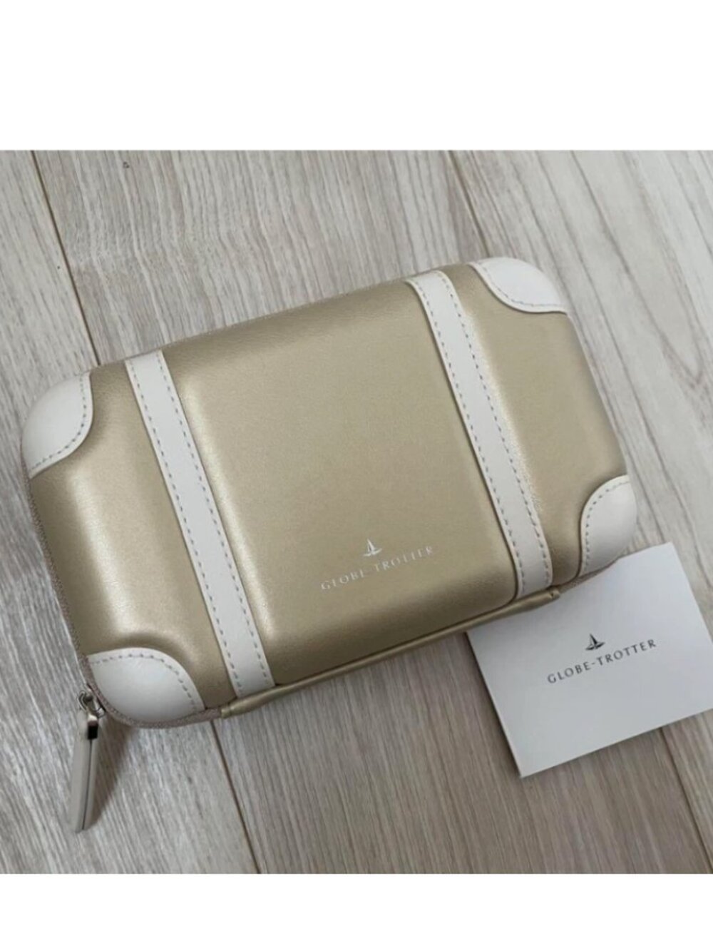 Globe Trotter x ANA Airlines Amenity Travel Kit Gold Beige Hard Case